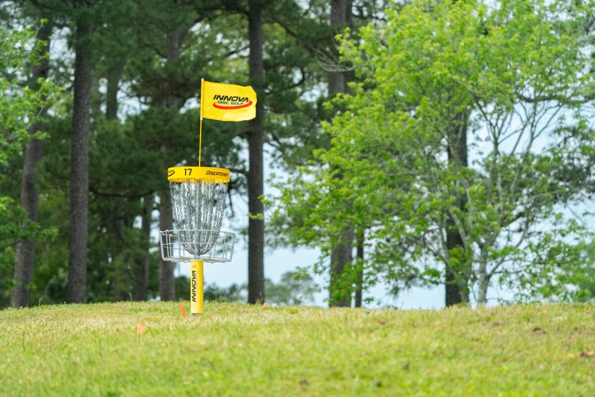 What is Disc Golf? Everything You Need to Know 1 What is disc golf? Disc golf uses baskets with disc catching chains to complete the hole.